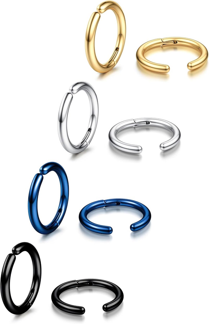 Yadoca 8 Pieces Clip On Earrings For Men Women Non-Piercing Fake Earrings Stainless Steel Clip On Hoop Earring Cool Earrings Ear Clips Set for Gifts - Image 1